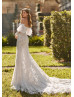 Ivory Lace Tulle Romantic Wedding Dress With Detachable Sleeves